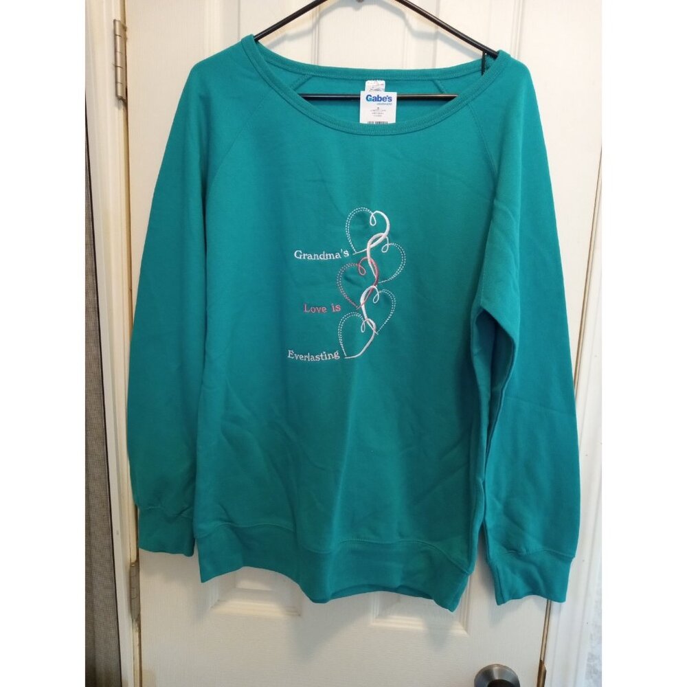 NWT Women's Green Sweatshirt with Grandmas Love Is Everlasting Size XL